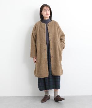 ムートンボアロングコート(モカブラウン-F)