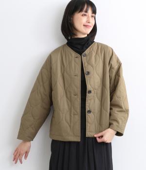 コットンローン中わたキルティングジャケット(カーキ-F)