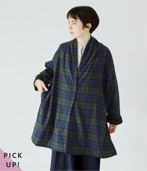 コットン平織×綾織二十織　ガウンコート