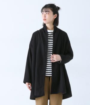 コットン平織×綾織二十織　ガウンコート(クロ-F)