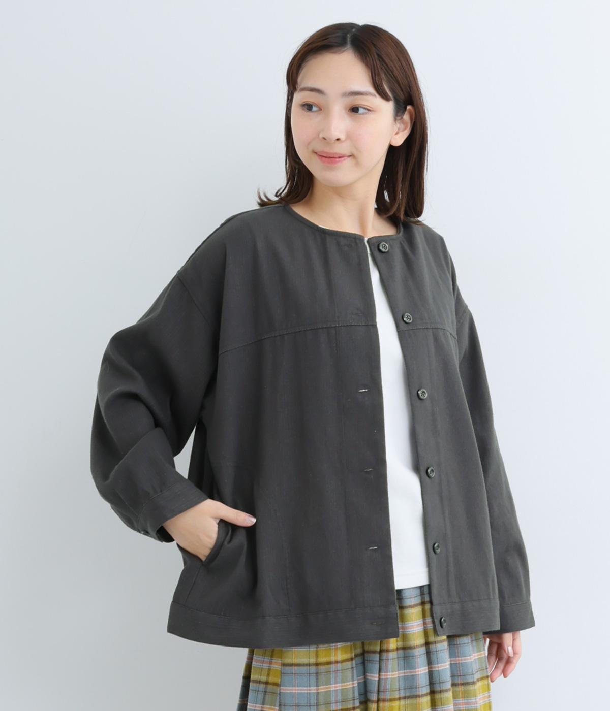 ドビークロス綾織起毛裏ヘリンボーンジャケット(グレー-F)