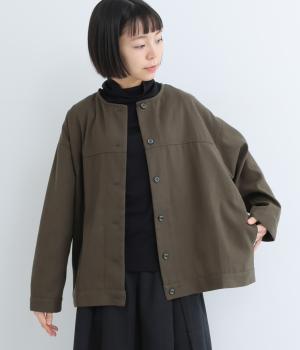 ドビークロス綾織起毛裏ヘリンボーンジャケット(ブラウン-F)