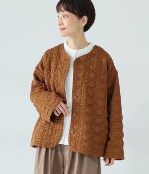 カットソー中わたキルティングジャケット(オレンジブラウン-F)