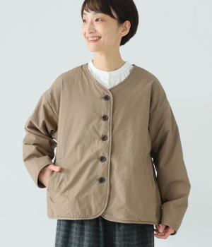 【tukuroi by SUN VALLEY】コットン馬布ピーチ起毛×裏フリースリバーシブルジャケット(グレージュ-F)