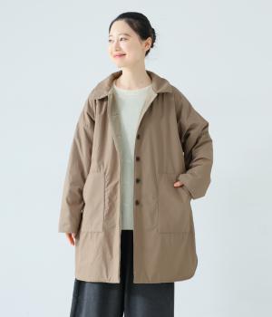 【tukuroi by SUN VALLEY】コットン馬布ピーチ起毛×裏フリースコート(グレージュ-F)