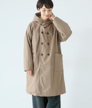 【tukuroi by SUN VALLEY】コットン馬布ピーチ起毛×裏フリースフーディーコート(グレージュ-F)