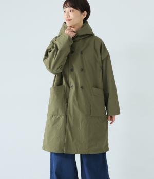 【tukuroi by SUN VALLEY】コットン馬布ピーチ起毛×裏フリースフーディーコート(カーキ-F)