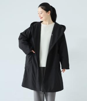 【tukuroi by SUN VALLEY】コットン馬布ピーチ起毛×裏フリースフーディーコート(クロ-F)