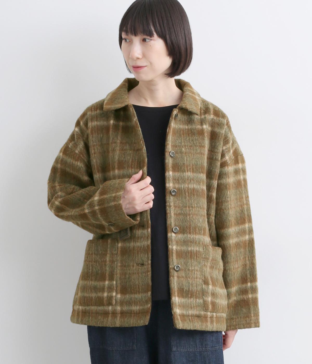【tukuroi by SUN VALLEY】ウール混シャギーチェックコート(チェックブラウン-F)