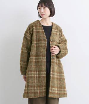 【tukuroi by SUN VALLEY】ウール混シャギーチェックロングコート