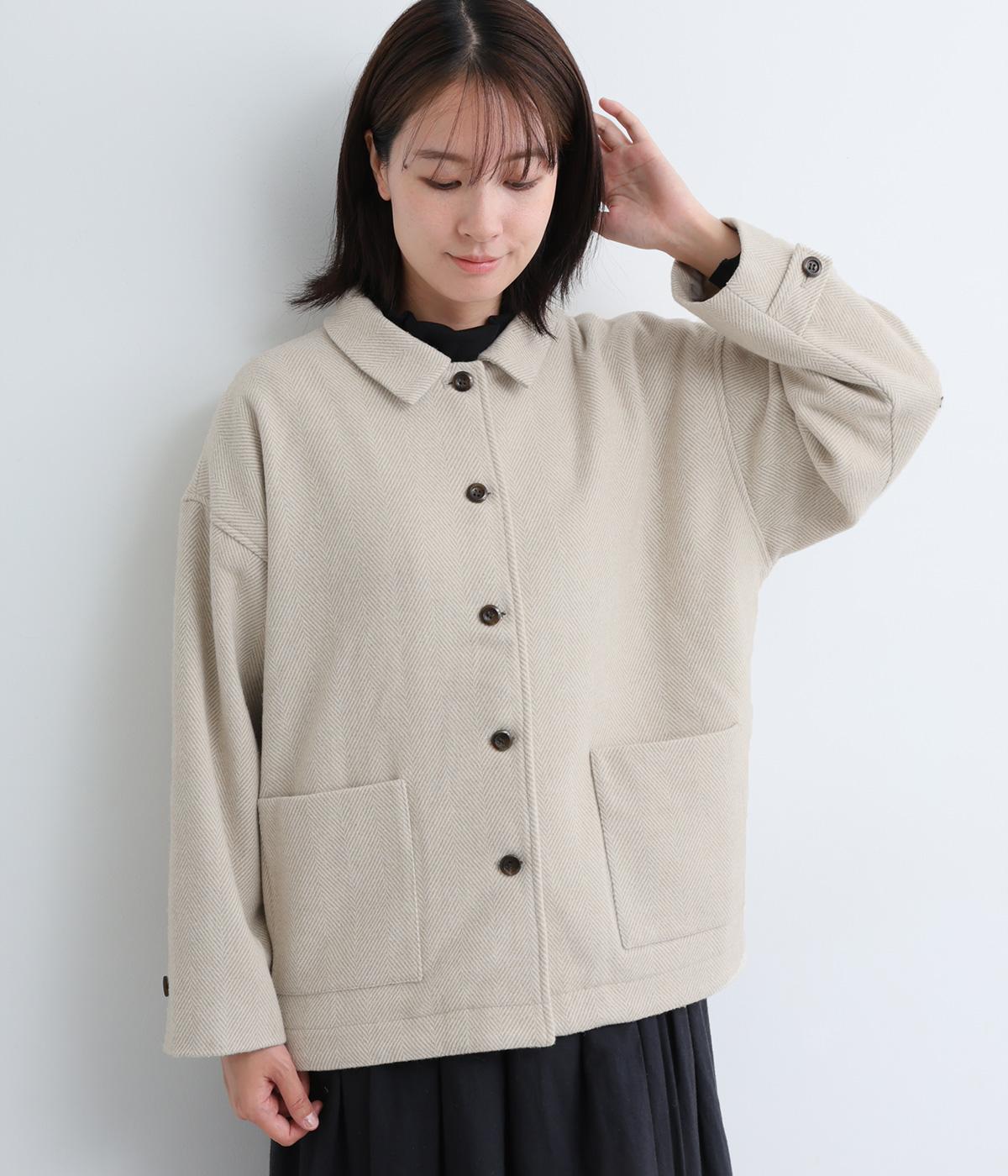 【tukuroi by SUN VALLEY】ウール混ヘリンボーンコート(ヘリンボーンベージュ-F)
