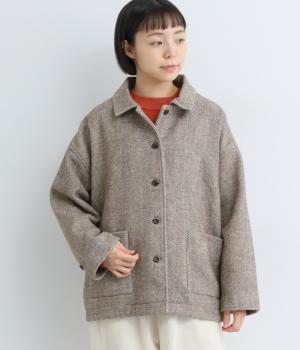 【tukuroi by SUN VALLEY】ウール混ヘリンボーンコート(ヘリンボーンブラウン-F)