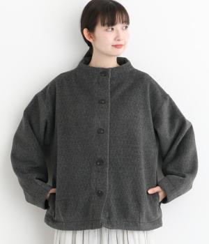 ウールライクドビー織モッサー長袖ジャケット(チャコール-F)