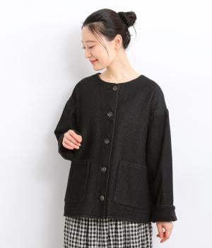 コットンデニム長袖ジャケット(クロ-F)