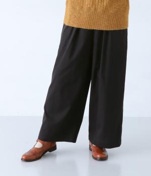 TCナイロンピーチ起毛　サイドポケットワイドパンツ(クロ-F)