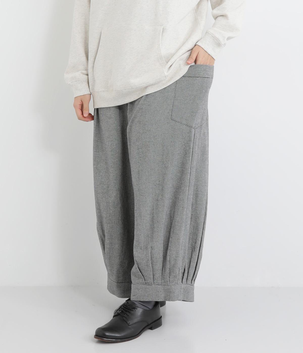 コットン平織×綾織二十織　ワイドパンツ(千鳥-F)