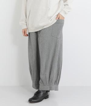 コットン平織×綾織二十織　ワイドパンツ(千鳥-F)