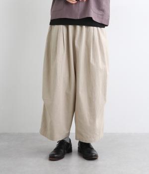 コットンリネン平織　コクーンパンツ(キナリ-F)