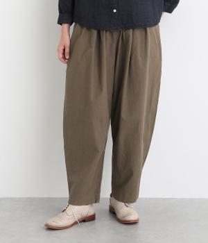 【tukuroi by SUN VALLEY】コットンレーヨンリネン平織　テーパードパンツ(グレイッシュブラウン-F)