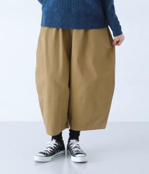 コットンドビークロス　ワイドコクーンパンツ(ベージュ-F)