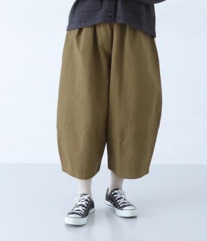 コットンドビークロス　ワイドコクーンパンツ(カーキ-F)