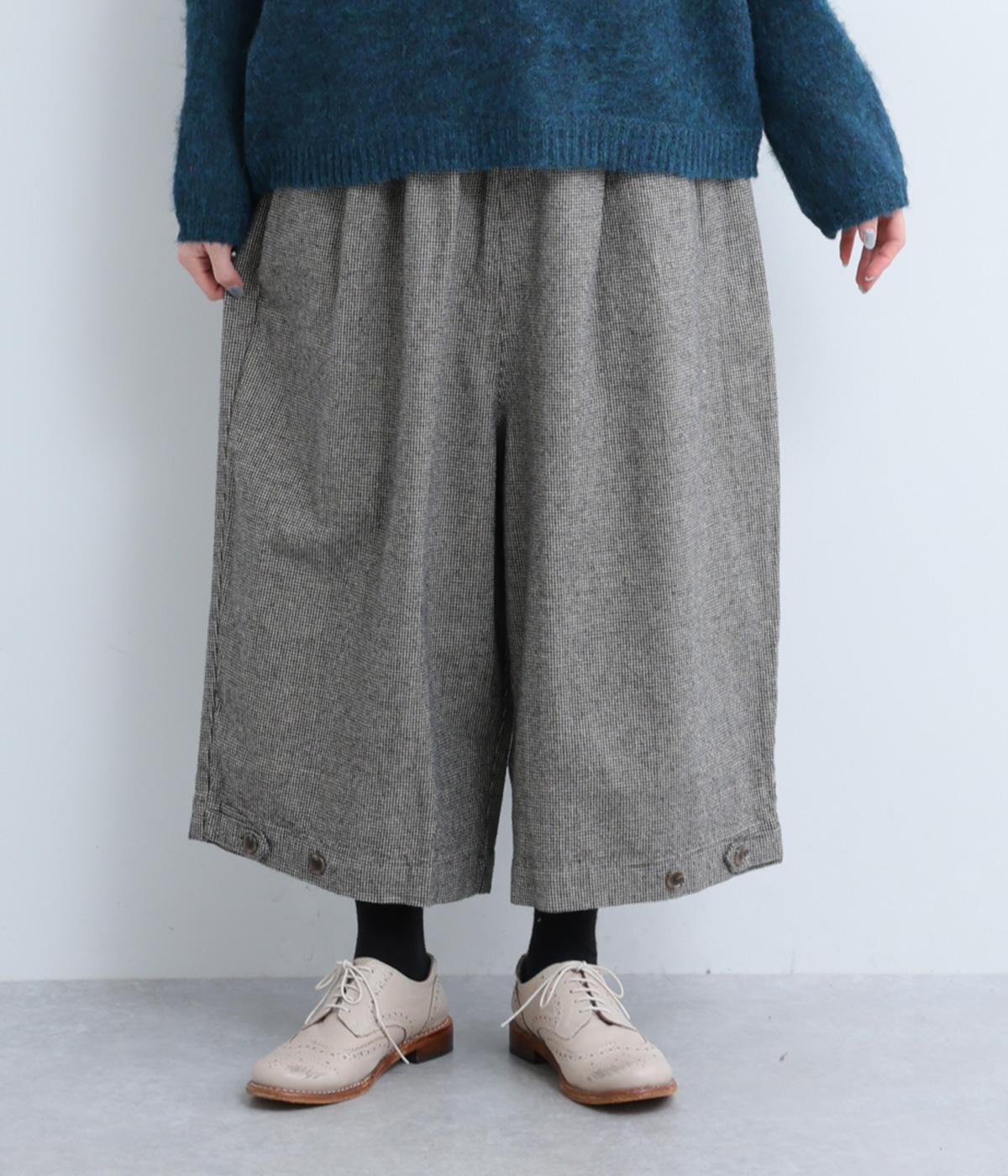 コットンリネン平織起毛ワイドパンツ(チドリキナリ×クロ-F)
