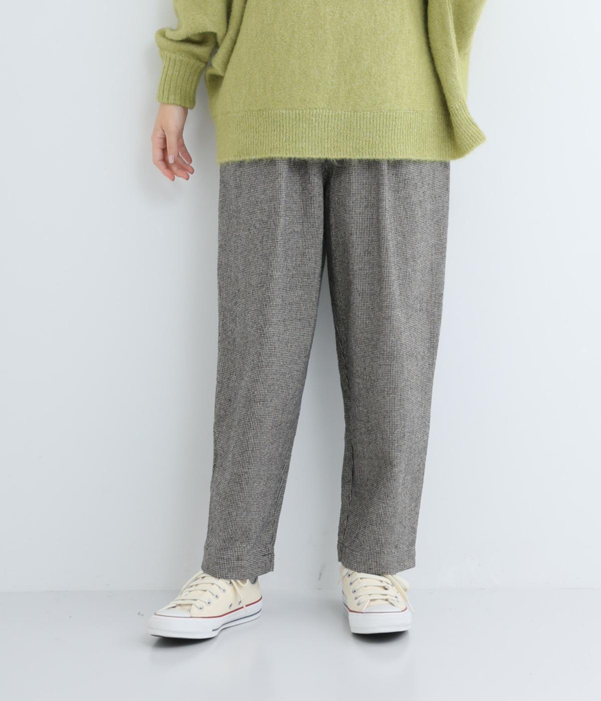 コットンリネン平織起毛テーパードパンツ(チドリキナリ×クロ-F)