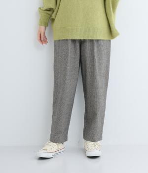 コットンリネン平織起毛テーパードパンツ(チドリキナリ×クロ-F)