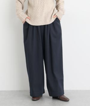 ドビークロス綾織起毛裏ヘリンボーンワイドパンツ(ネイビー-F)