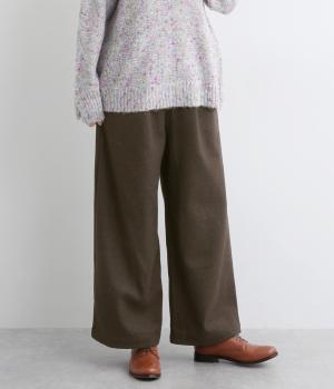 ウールライクワイドパンツ(ブラウン-F)