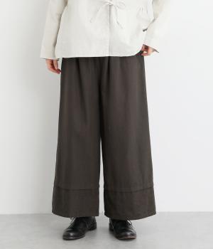【tukuroi by SUN VALLEY】コットンリネンツイルボタニカル刺繍ワイドパンツ