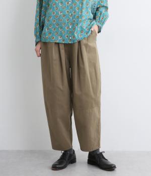 【tukuroi by SUN VALLEY】コットンナイロングログランピーチ起毛コクーンパンツ(モカグレー-F)