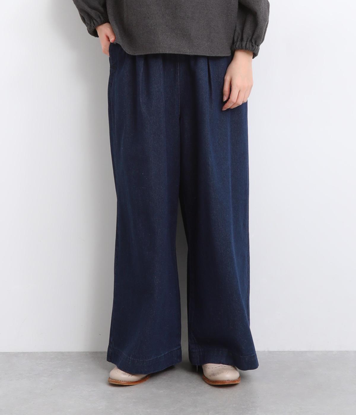 コットンデニムワイドストレートパンツ(ネイビー-F)