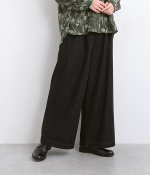 コットンデニムワイドストレートパンツ(クロ-F)