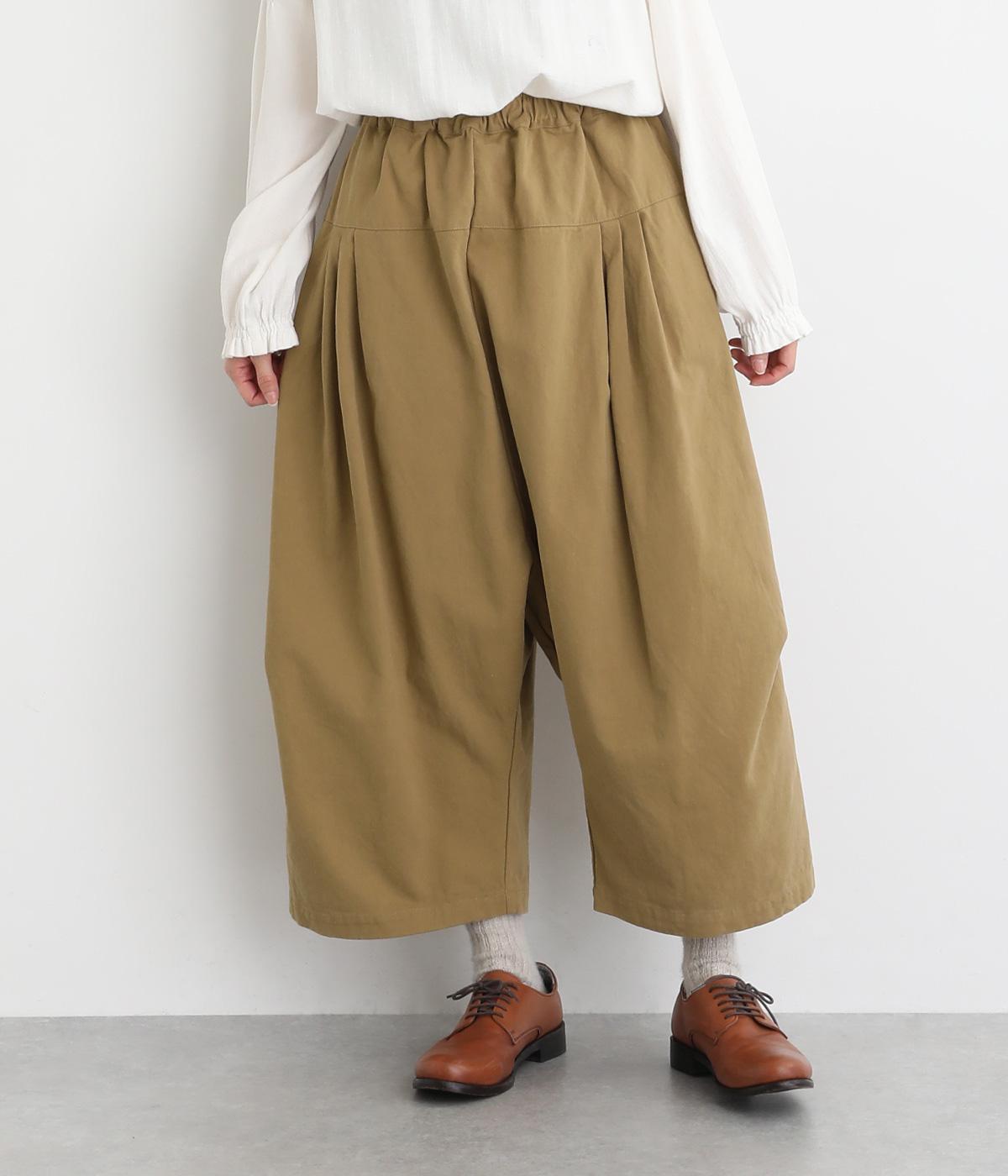 ソフトコットン綾織ピーチ起毛コクーンパンツ(ベージュ-F)