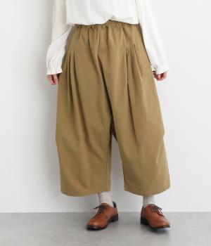 ソフトコットン綾織ピーチ起毛コクーンパンツ(ベージュ-F)