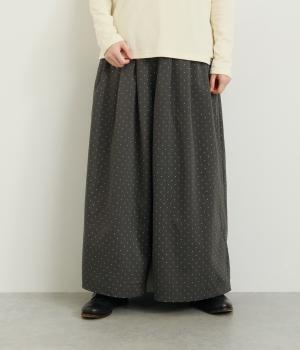 ポリエステルツイルドットプリントパンツ(グレー-F)