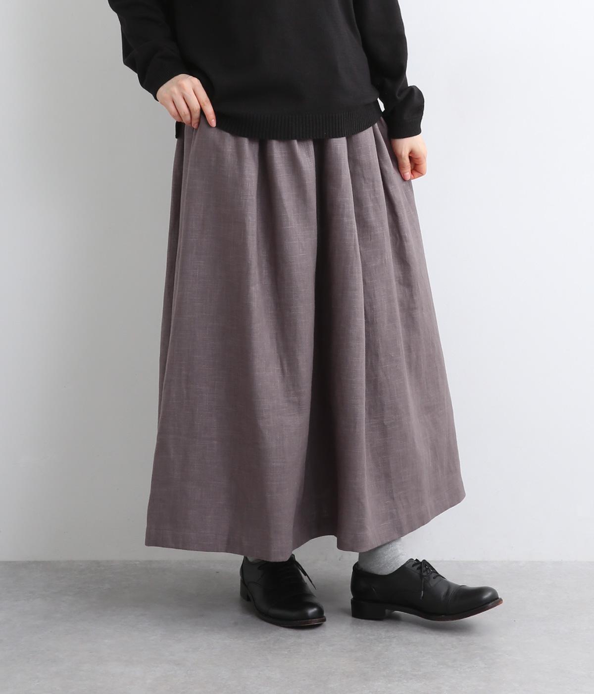 【tukuroi by SUN VALLEY】リネンコットンツイル　ギャザースカート(モーヴグレー-F)