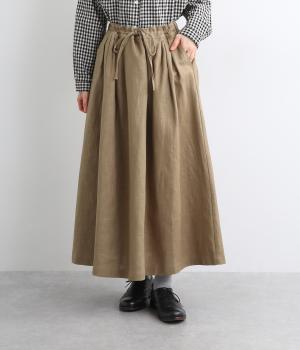 【tukuroi by SUN VALLEY】リネンコットンツイル　ギャザースカート(ベージュ-F)