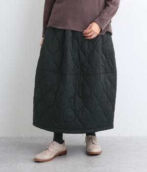 コットンローン中わたキルティングコクーンスカート(クロ-F)