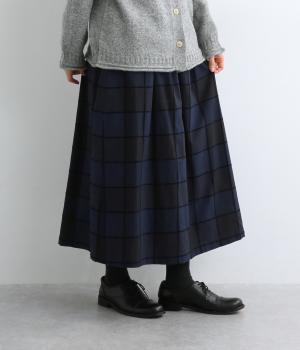 コットンモール糸　ブロックチェックスカート(ダークブルー×ネイビー-F)