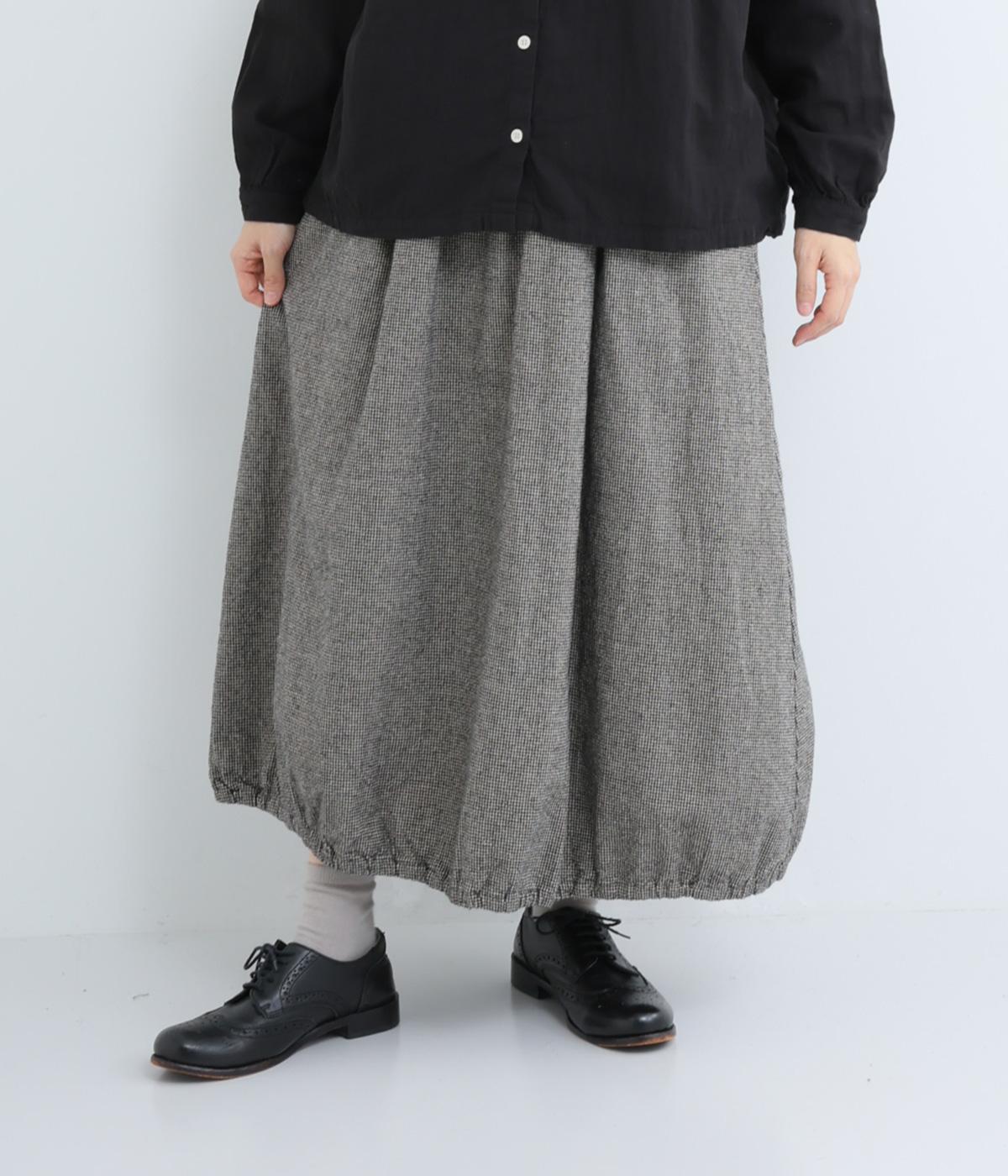 コットンリネン平織起毛スカート(チドリキナリ×クロ-F)