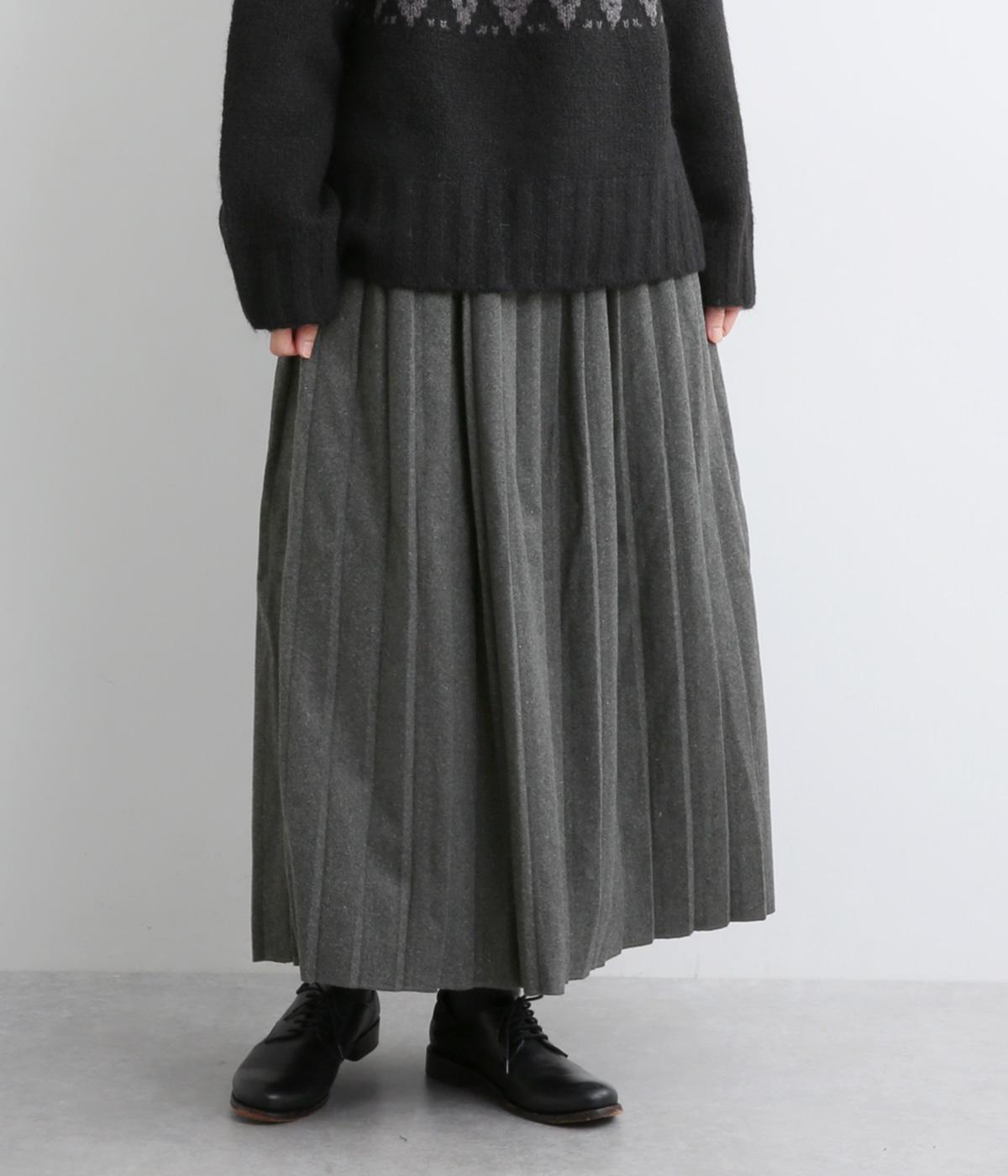 ウールライクプリーツスカート(グレー-F)