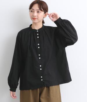 コットンローン日本製品染　ダブルボタンブラウス(スミクロ-F)