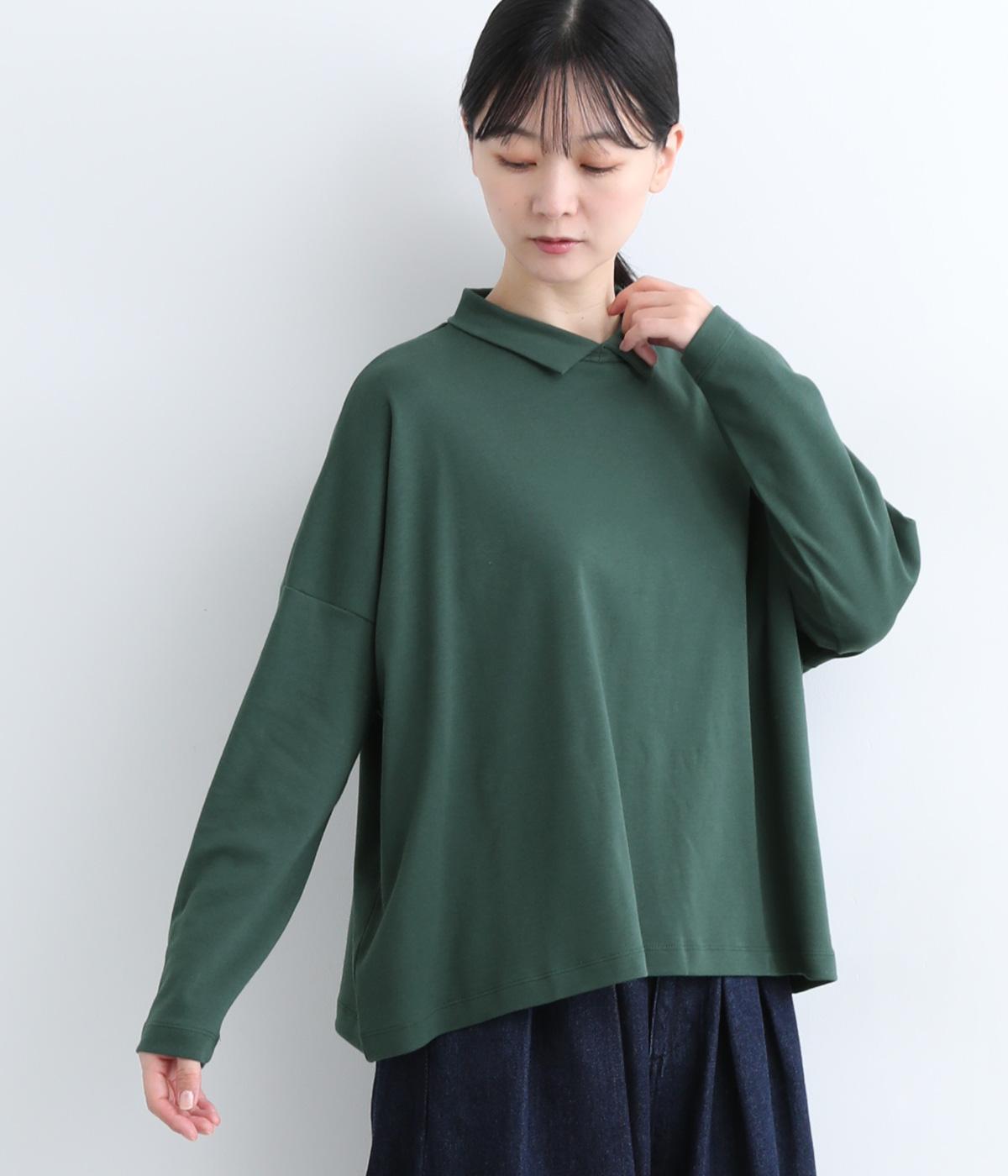コットンスムース　ワイドプルオーバー(ダークグリーン-F)