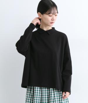 コットンスムース　ワイドプルオーバー(クロ-F)