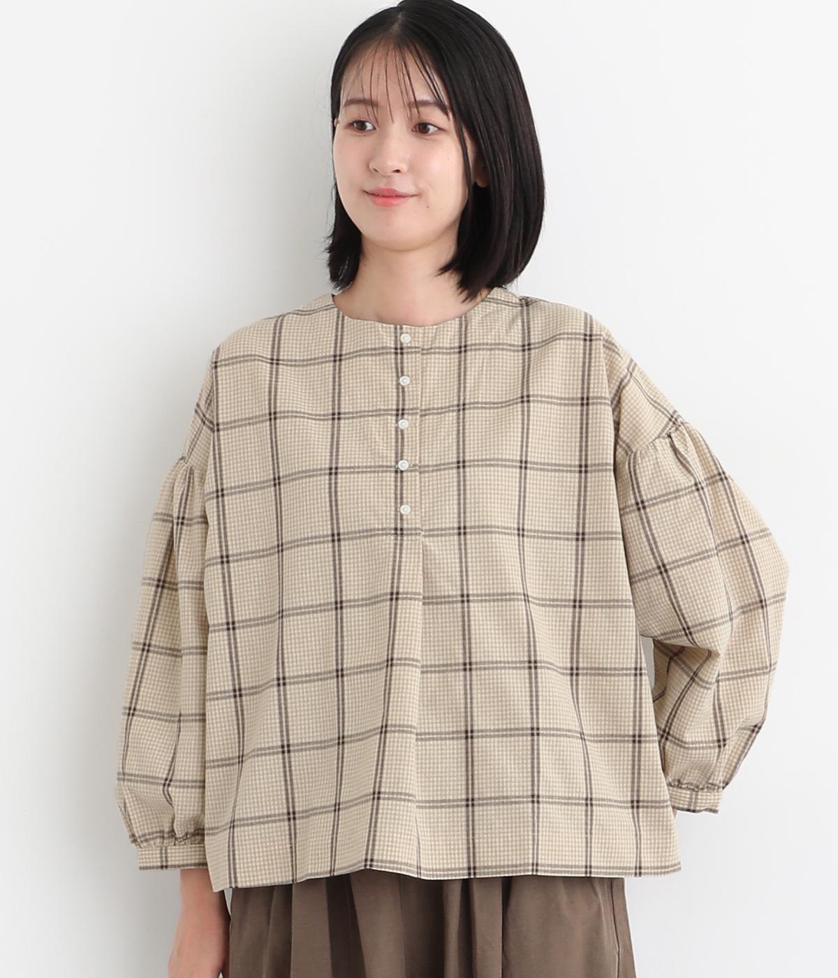 サッカーチェック　2way　ワイドプルオーバー(ベージュ-F)