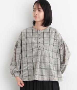 サッカーチェック　2way　ワイドプルオーバー(グレー-F)