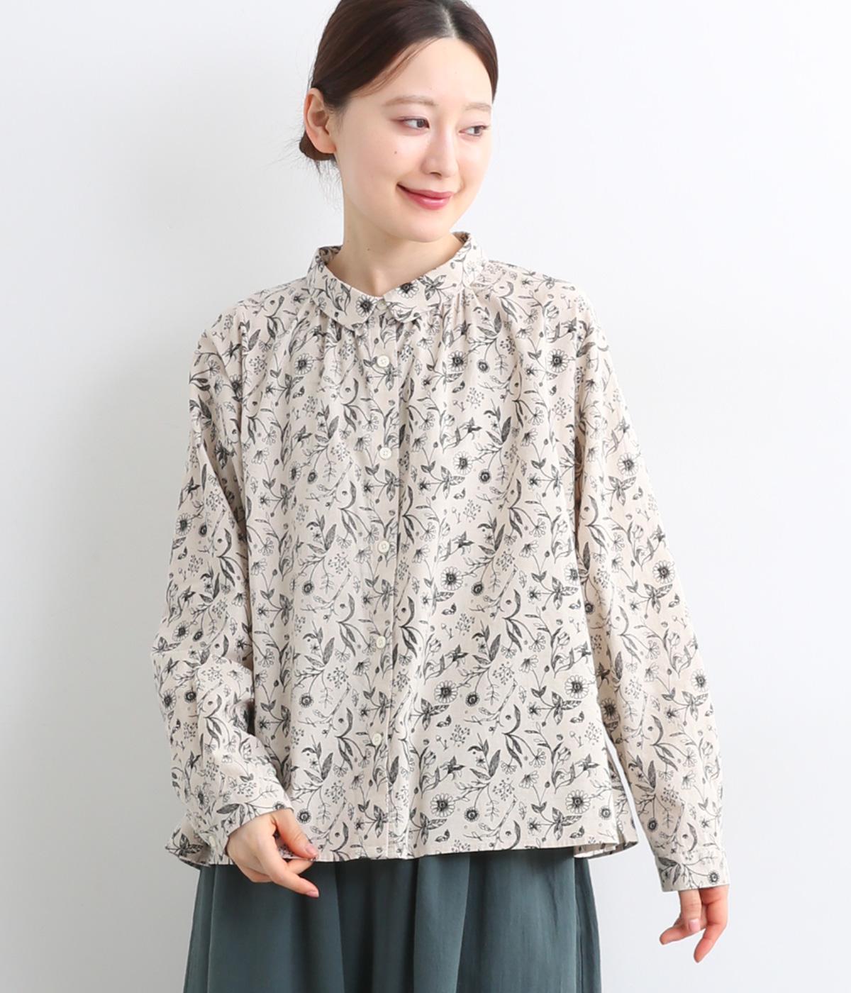 コットンリネン平織　ブラウス(キナリ-F)