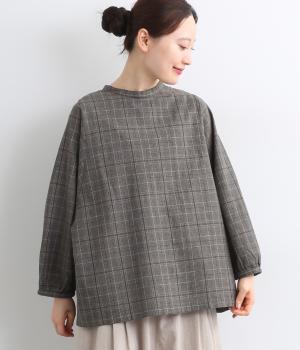 コットンリネン平織　2wayドルマンワイドブラウス(グレー-F)